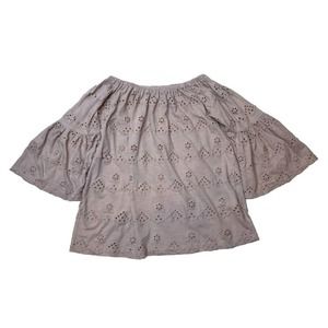 Lucky Brand Off The Shoulder Eyelet Mauve Top